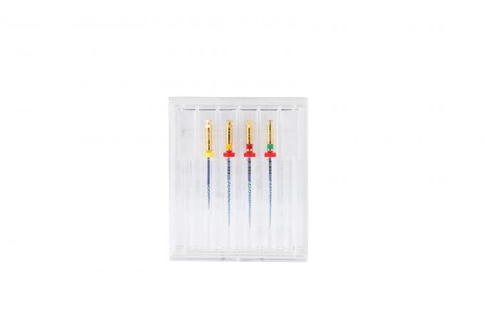 Rotary files Dental Instruments  heat treatment S Blue B3 1.product description  Rotary files color coding    2.Use Protocol  Endodontic files types  ※Explore the canal using small-sized hand files, determine working length, verify patency and confirm a smooth, reproducible glide path. Prepare straight line access to canal orifice;  ※Open the upper section of the root canal with a B0 , establish a vertical channel,Prepare straight line access to canal orifice;  ※Continue in one or more passes until working length is reached. Prepare straight line access to canal orifice,coronal flaring meaning;  ※Using S-Blue work files successively into the root canal, to work length access cavity.  1. 1. Use 10 # or 15 # stainless steel hand use files to search and check root canals； 2. Use starter file to open the crown and upper-middle of root canal tray setup； 3. Use 10 # or 15 # stainless steel hand use K files to search and check root canals until the WL； 4. Use B1,B2 to search until the WL； 5. Use B3 to repeat cutting until the WL for curved root canal instruments set up； 6. Using sodium hypochlorite solution for fully flush when every file preparation is finished .  DESIGN CONCEPT  Easy Handle(11mm):Uniform speed and torque, Do not need to adjust repeatedly  Highly fracture resitstance:Heat-activated material, pre-bend, fracture resistance performance 3-5 times better than traditional nickel-titanium materials.  Cutting Quilibrium:Design of Balanced cutting edge with circular triangle cross-section for reducing the inhalation of instruments during work  MATERIAL PERFORMANCES  High-quality nickel-titanium alloy material;  Highly adaptive root canal shape to maintain the original morphology of the root canal;  Leading apical to reduce the risk of occuring steps pierce;  Unique pre-bend function;  Balanced design in the blade to reduce the inhalation during work;  Highly fatigue resistance, reducing the risk of fracture;  Features:  It's more than a shade better.It's the color of optimum performance-with greater resistance to cyclic fatigue,increased torque strength and reduced shape memory while conforming to natural curvatures.  Advantage:  Safe-- Non cutting tip  Efficient-- Hight cutting efficiency  Easy---Three size system  3.Terms for sterilization:  1.Sterilize  with steam at 134°C(273°F) / 2,1 bars / 18 min.for endodontic instrumentsand filling.  2. Do not use high pressure steam sterilizer which heats more than 200 degrees Celsius including drying process.  3. When reusing the instrument, wash away foreign substances completely and sterilize.  4. Regarding use of medical cleaning agent, follow the instruction manual by its  manufacturer strictly.  5. Dispose the product if damaged or decreased in performance.  4.Packagings  1. Single packaging unit: 6 pcs. /package (#B0~#B3)  2. Assortment: 1 pcs. from each size/package (#B0~#B3)  5.Storages and duration of use  1. Avoid storing at high temperature, humidity and direct sunlight.Keep liquids away. Store it at room temperature.  2. Do not damage or make a pinhole to packaging materials.  3. This product is subject to be improved without previous notice. Enforce first-in first-out method for stock management.  4. Do not store the instrument under a germicidal lamp to avoid deterioration.  Endodontic files color coding Rotary files  Rotary files Dental Instruments  heat treatment S Blue B3